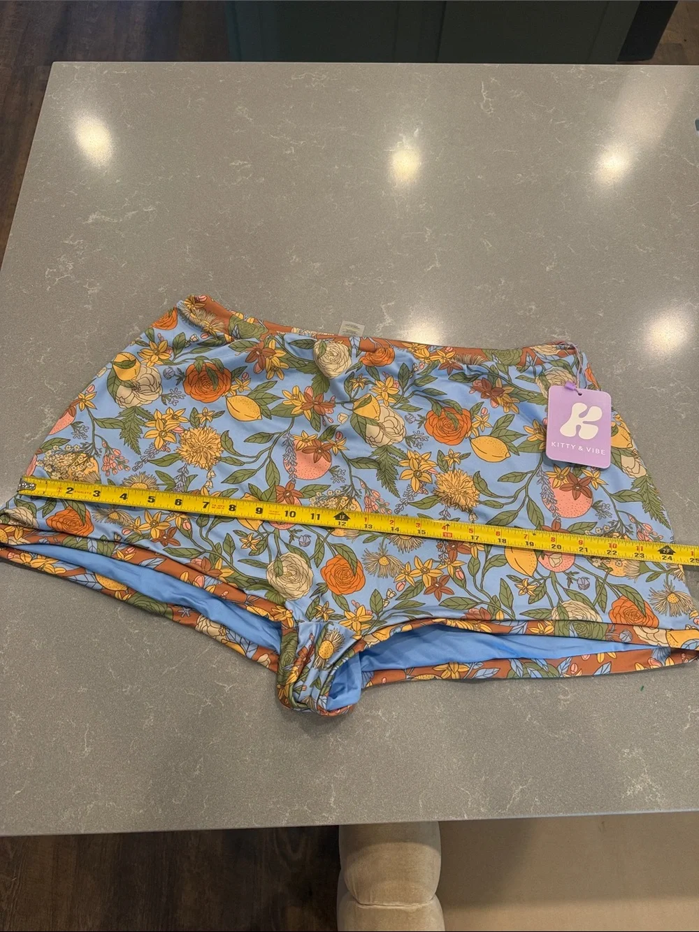 Kite + Vibe Women's Light Blue Floral High-Waist Swim Bottoms